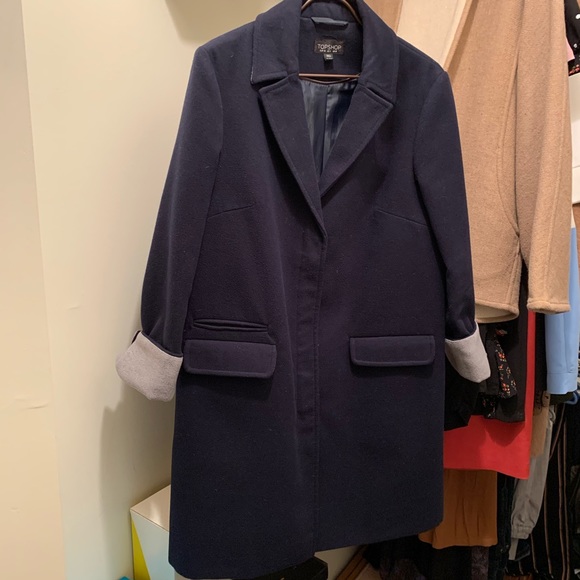 Topshop Navy Blue Coat - Picture 4 of 6